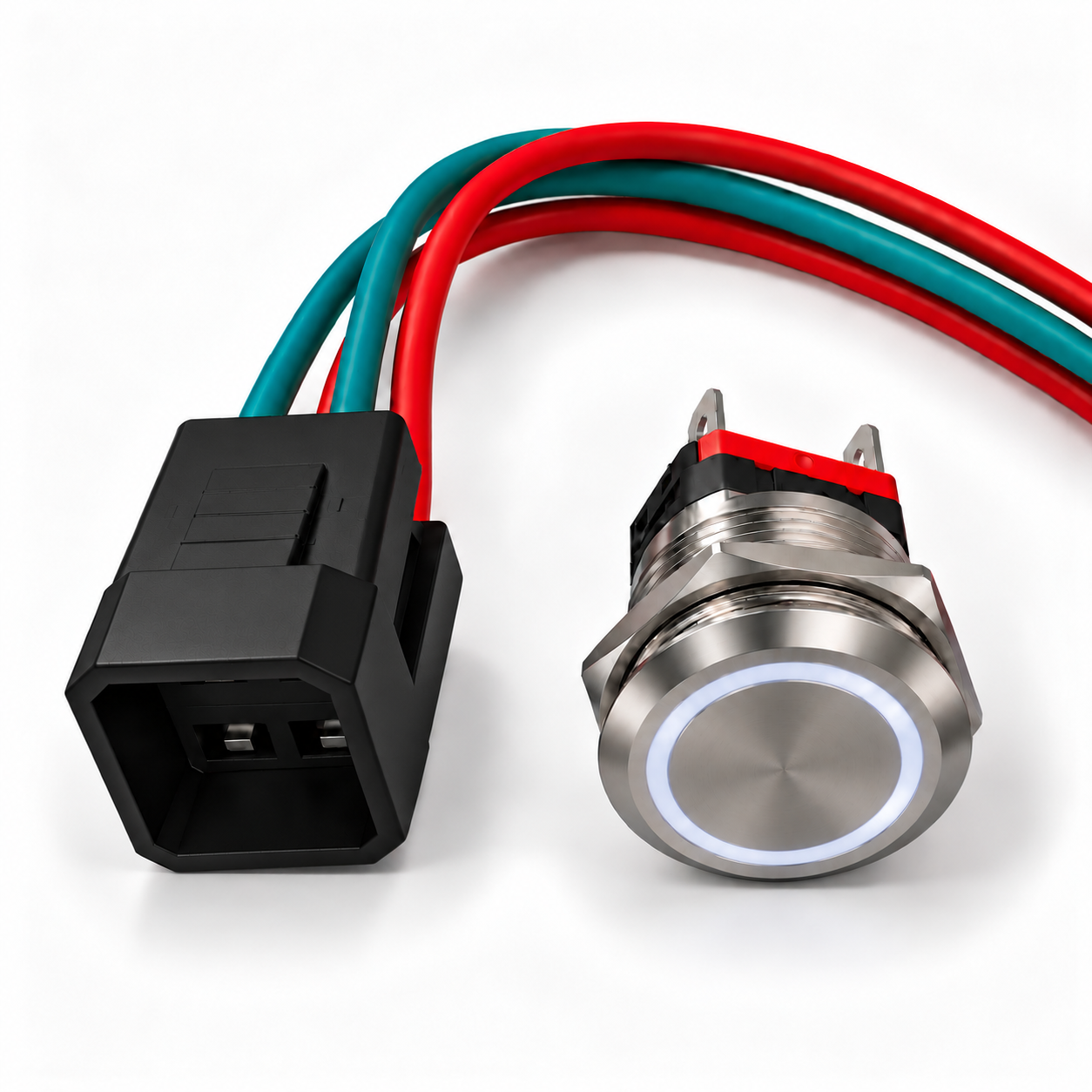 Labarka Beyaz LED'li Krom Buton On-Off 22 mm 15A 12/24V