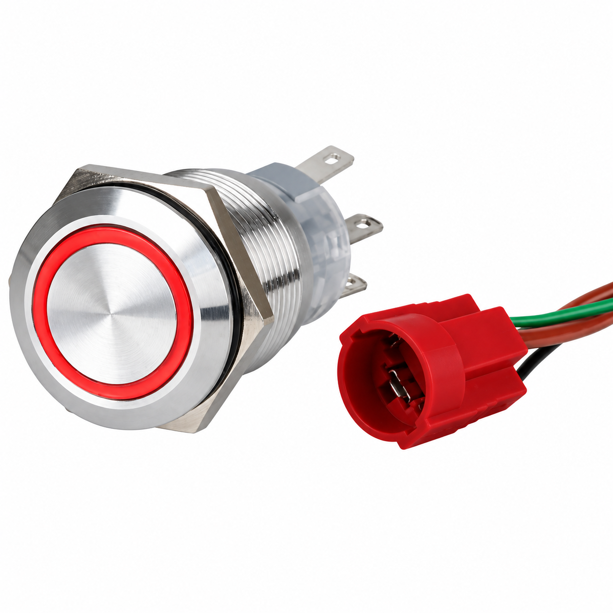 Labarka Kırmızı LED'li Krom Buton On-Off 19 mm 15A 12/24V