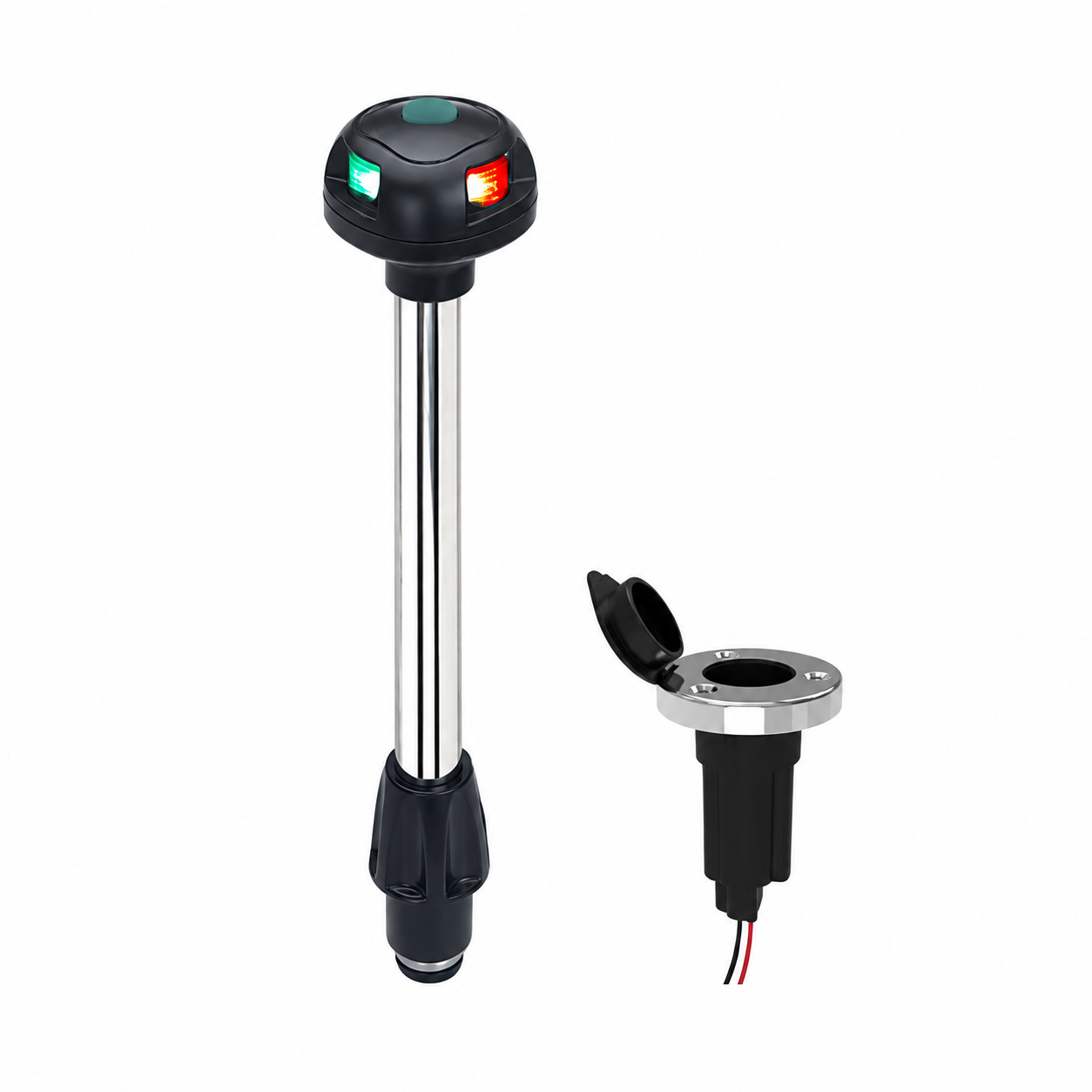 Labarka LED Krom Bayrak Direği İskele Sancak 28 cm 12V
