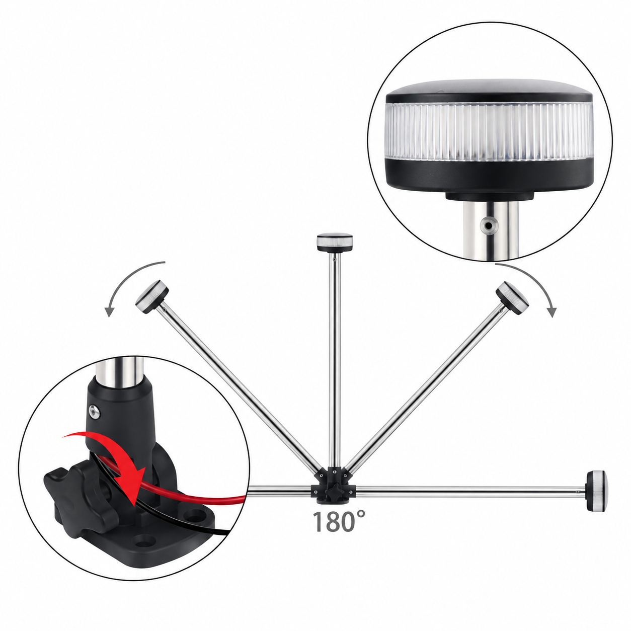 Labarka LED Krom Yatarlı Bayrak Direği 12V 60 cm