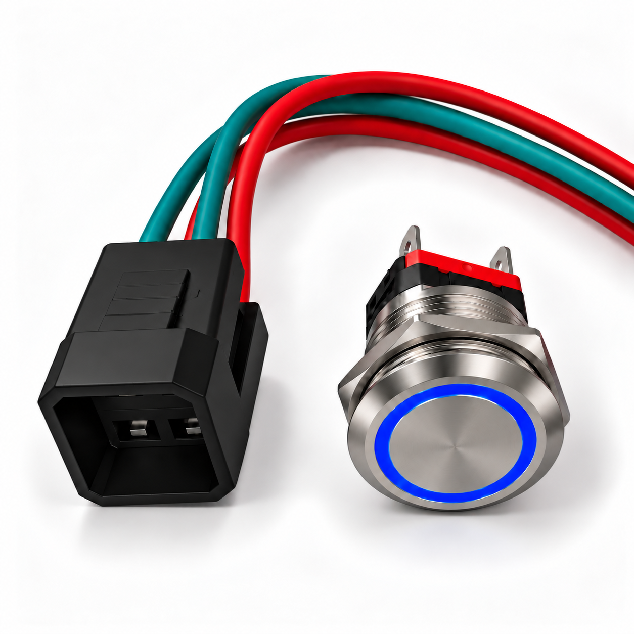 Labarka Mavi LED'li Krom Buton (On)-Off 22 mm 15A 12/24V