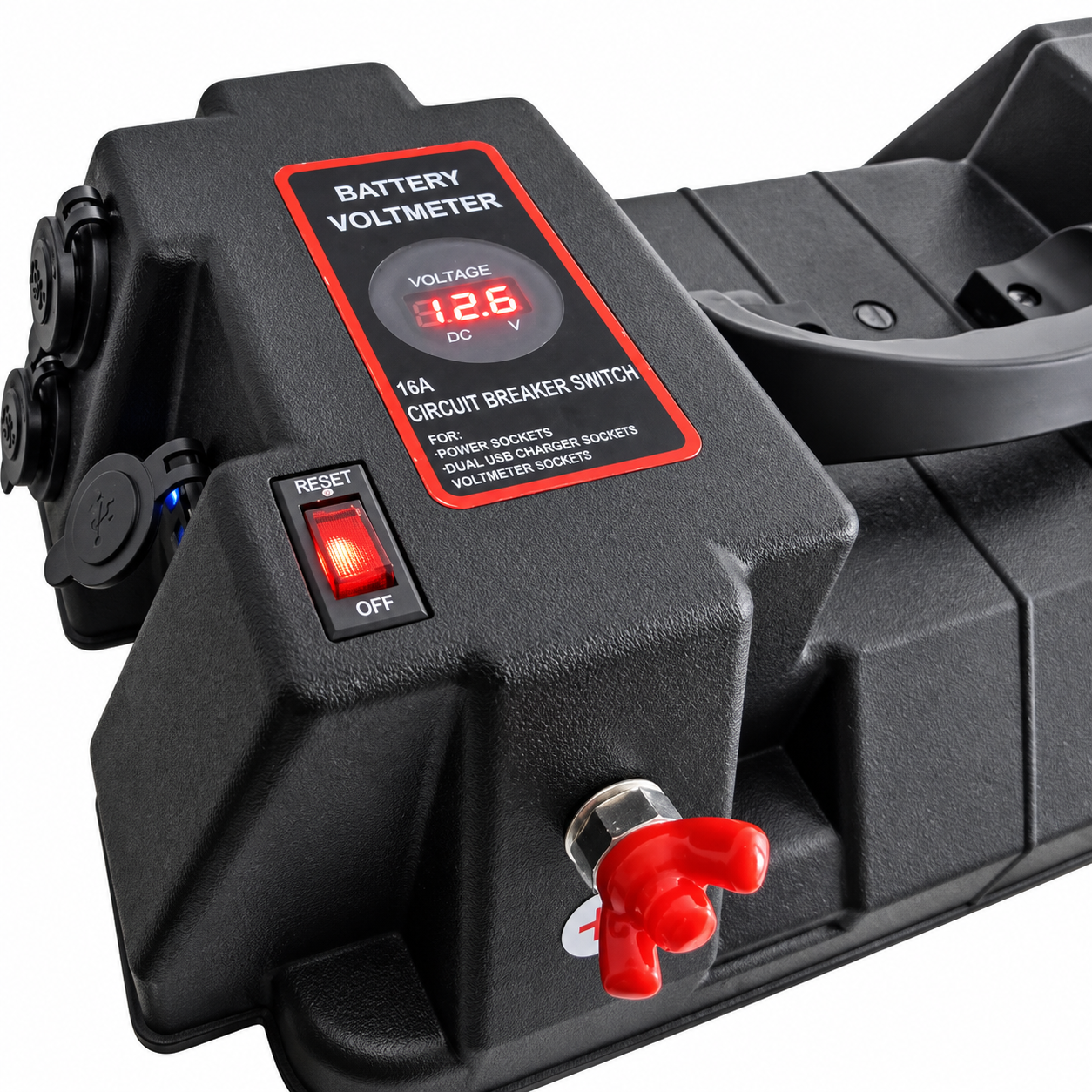Labarka Plastik Akü Kutusu USB + Çakmaklık + Voltmetre