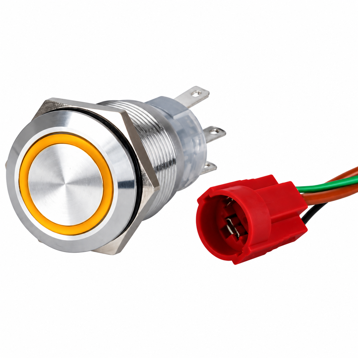 Labarka Turuncu LED'li Krom Buton On-Off 19 mm 15A 12/24V