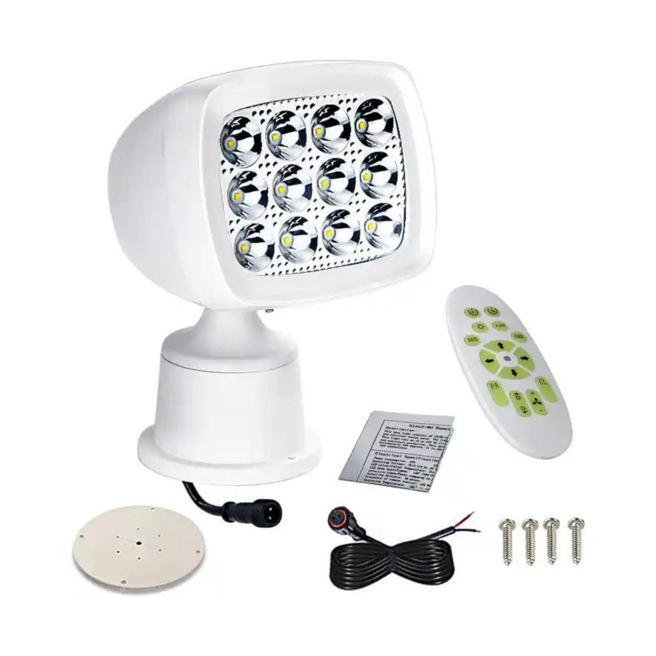 Labarka Uzaktan Kumandalı LED Projektör 12/24V 60W Beyaz (Flaş/SOS)