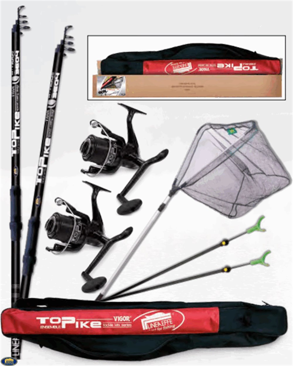 Lineaeffe Top Pike 2 Rod 2 Reel Rod Cover 1Alu Net 2 Rod Stand