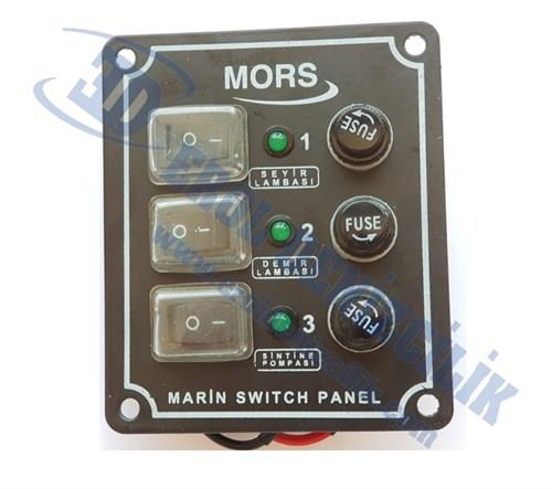 Mors 3'lü Switch Sigorta Paneli Dikey