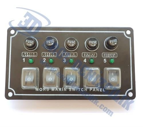 Mors 5'li Switch Sigorta Panel Yatay