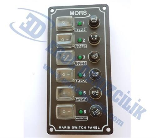 Mors 6'lı Switch Sigorta Paneli Dikey