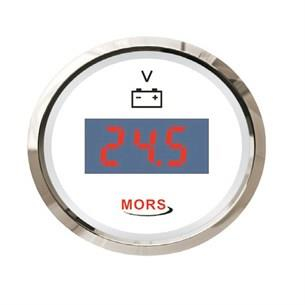 Mors Dijital Voltmetre Göstergesi Beyaz 12-24V 55mm