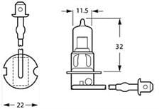 Mts H3 pk22s Halojen Ampul 12V/55W