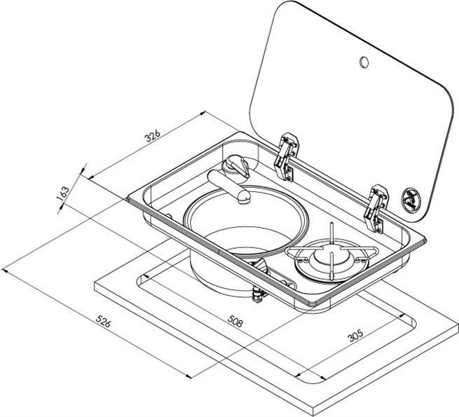 Navy Load Cam Kapaklı Çiftli Ocak ve Sağ Evye NL24001