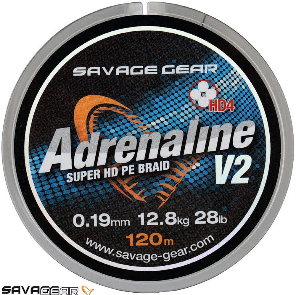 Savage gear HD4 Adrenaline V2 120 m 0.19 mm 28 lbs 12.8 kg Grey
