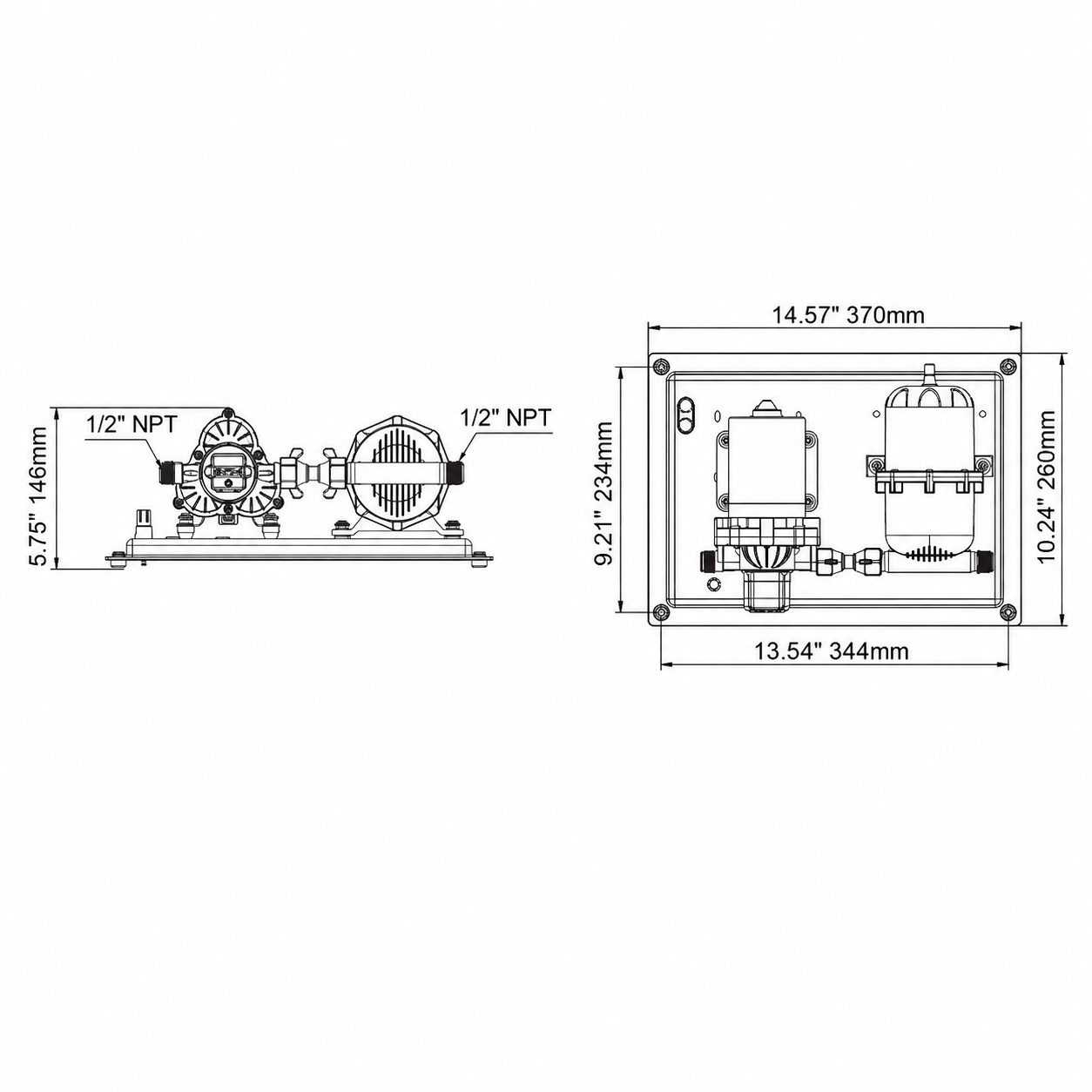 Seaflo Tanklı Hidrofor Seti 12V 11.3 L/dk - 0.75 Litre Tank