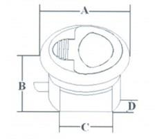 Southco Paslanmaz Çelik gömme kulp 60mm Kilitli