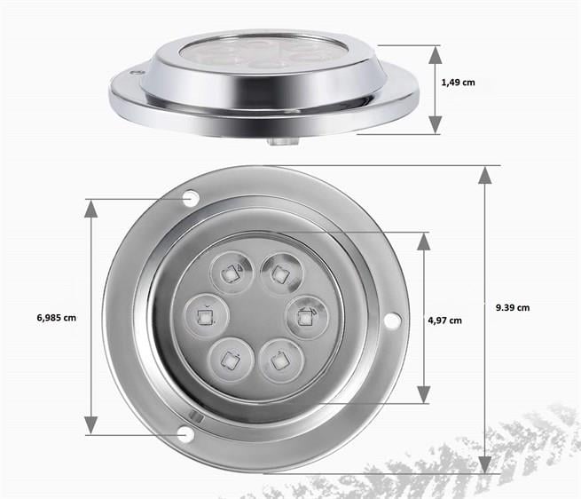 Su Altı Lambası 6 Ledli Yuvarlak 12-30V Mavi