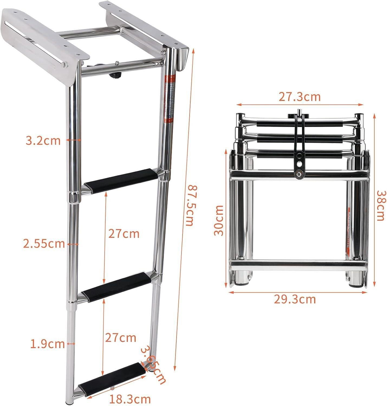 Teleskopik Merdiven 3'lü Platform Altı Kızaklı 254x879 mm