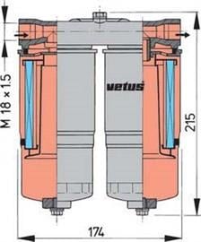Vetus WS720 su ayırıcı/yakıt filtresi