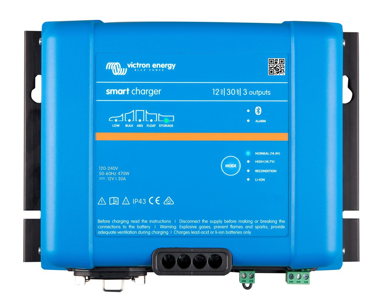 Victron Energy Smart IP43 Akü Şarj Cihazı 12V-30A 3 Çıkış 120-240V