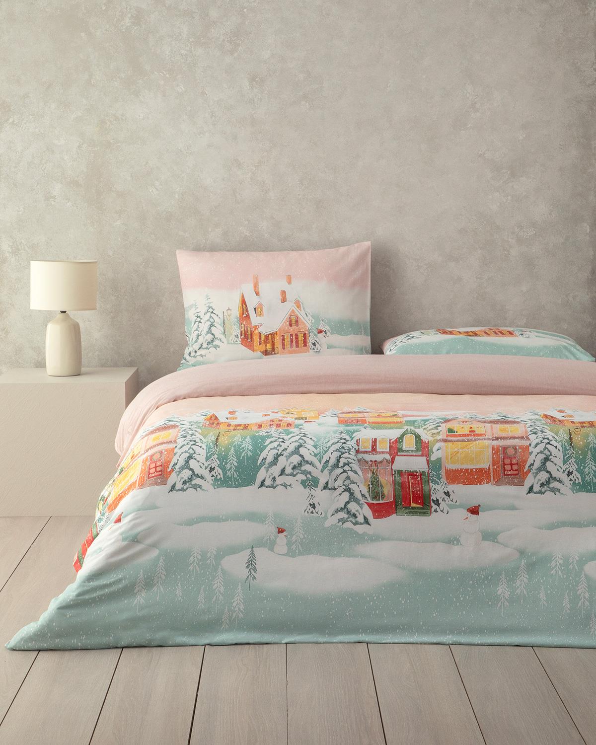 Afterglow Dijital Baskılı Soft Cotton Tek Kişilik Nevresim Takımı Açık Seledon