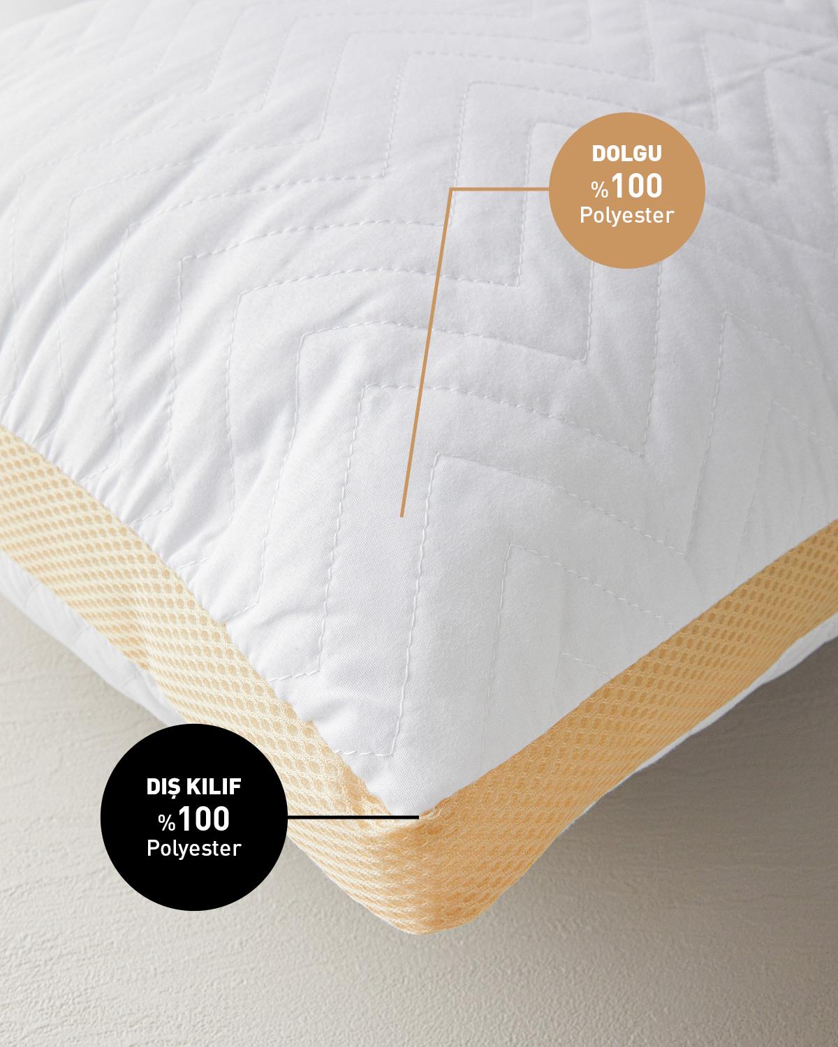 Air Plus Mikrofiber Yastık Beyaz-Gold