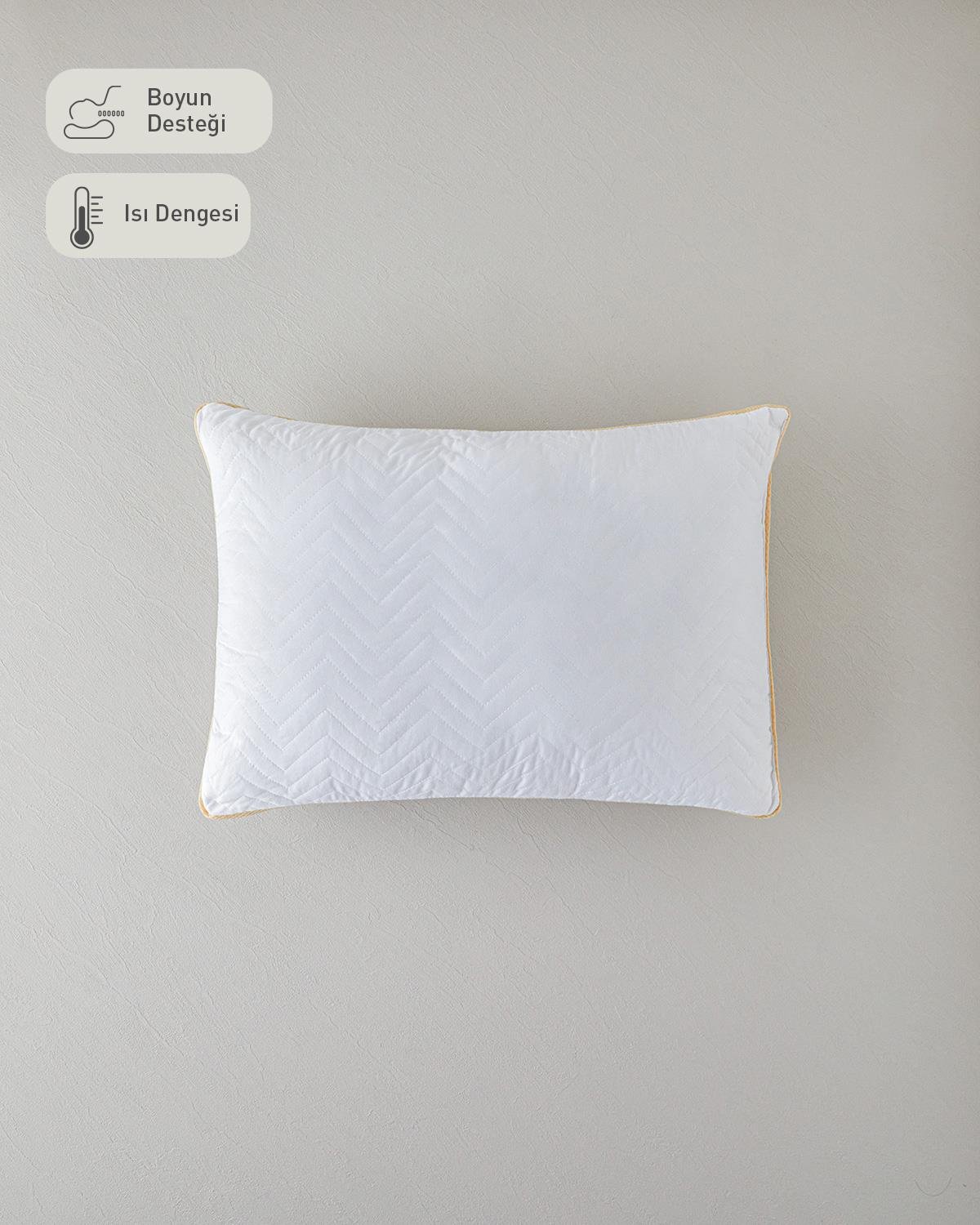 Air Plus Mikrofiber Yastık Beyaz-Gold