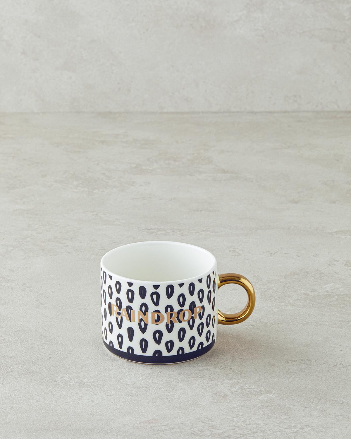All Raindrop New Bone China Kupa 345 ml Siyah - Beyaz