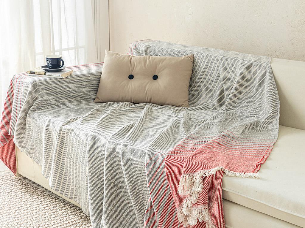Allegra Koltuk Örtüsü 170x250 Gri - Kırmızı