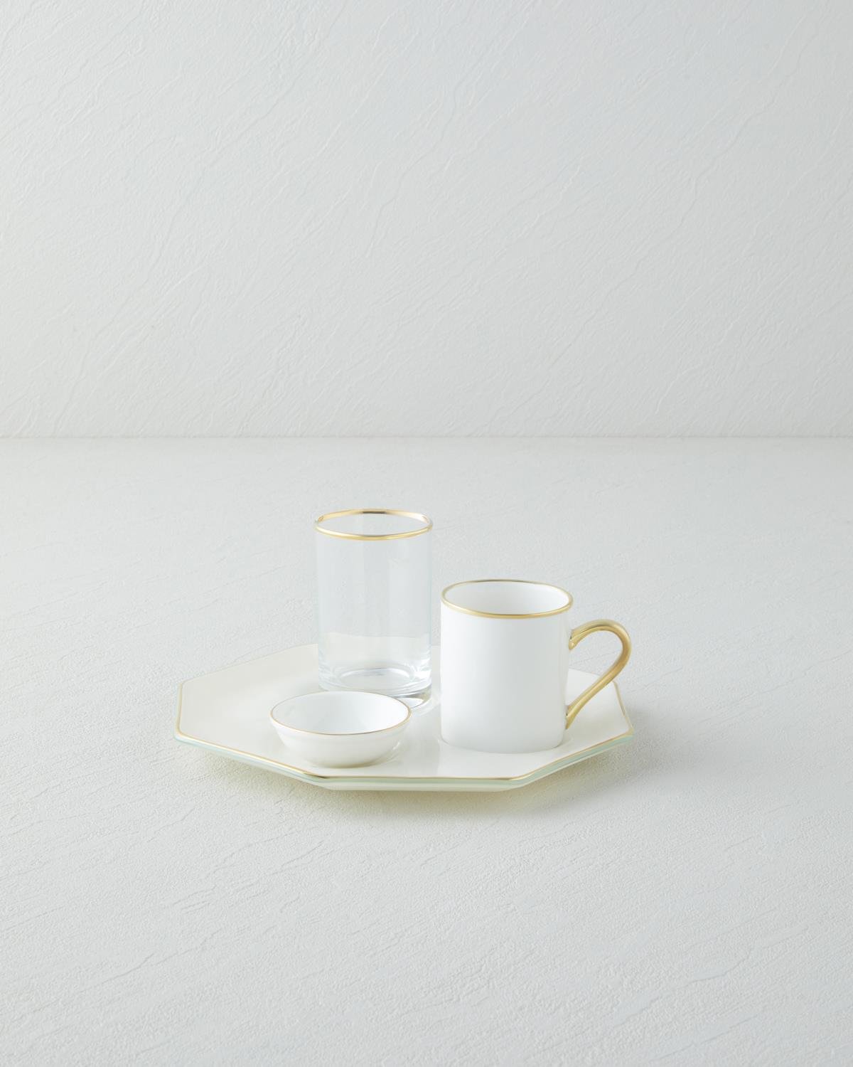 Alya Tek Kişilik Kahve Sunum Seti 90 ml Krem-Gold