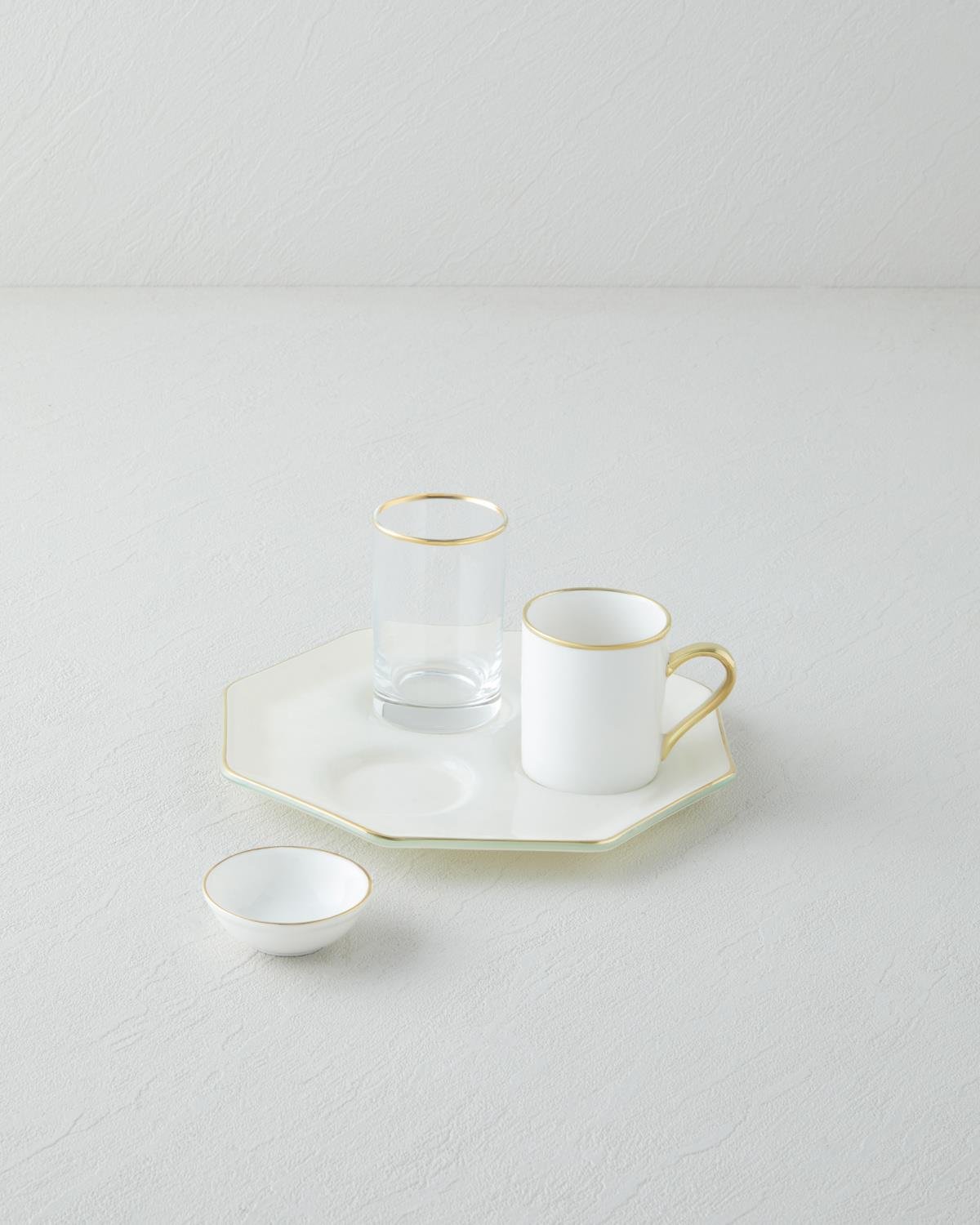 Alya Tek Kişilik Kahve Sunum Seti 90 ml Krem-Gold