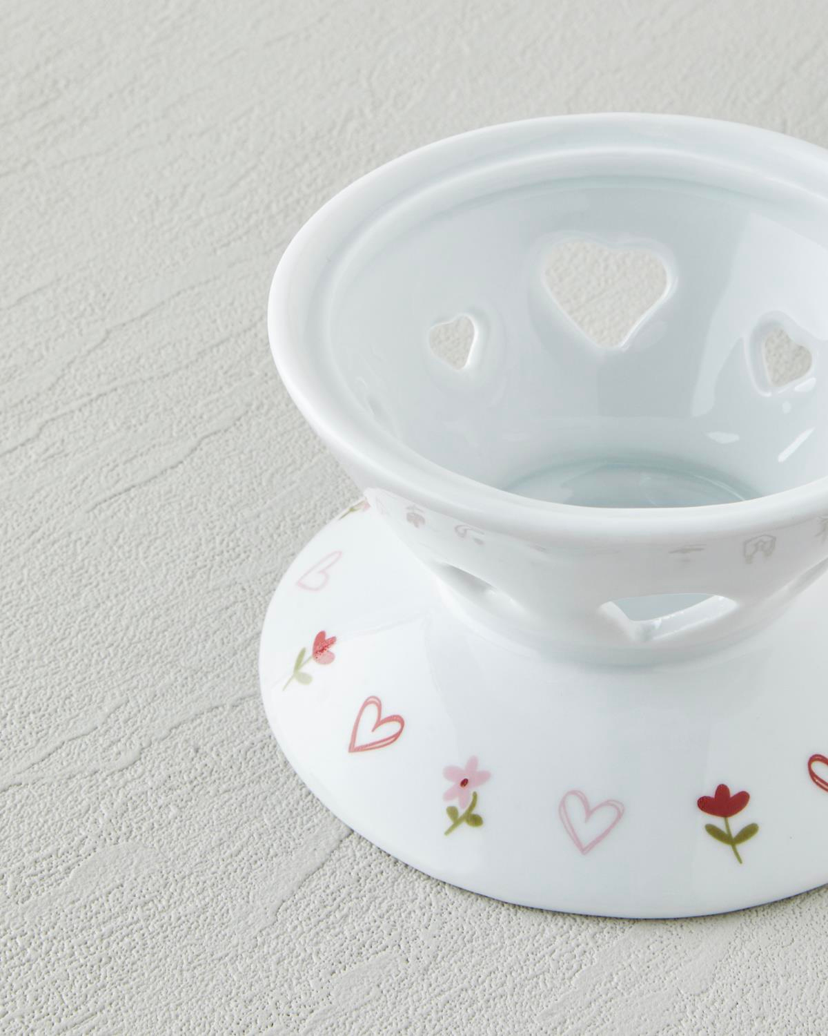 Amour Porselen Isıtıcılı Demlik Seti 850 ml Beyaz