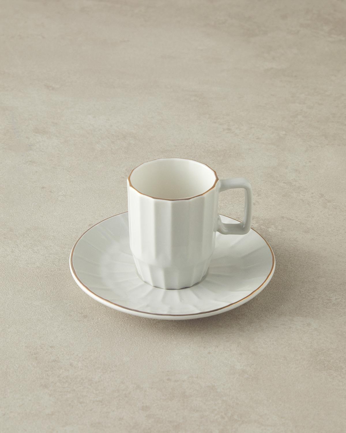 Angely New Bone China 4 Parça 2 Kişilik Kahve Fincan Takımı Gri
