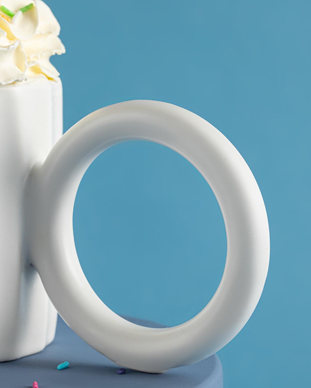 Angled New Bone China Kupa 260 ml Beyaz