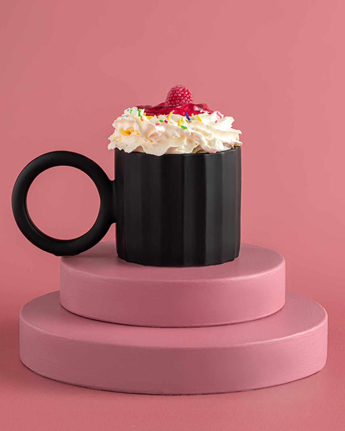 Angled New Bone China Kupa 260 ml Siyah