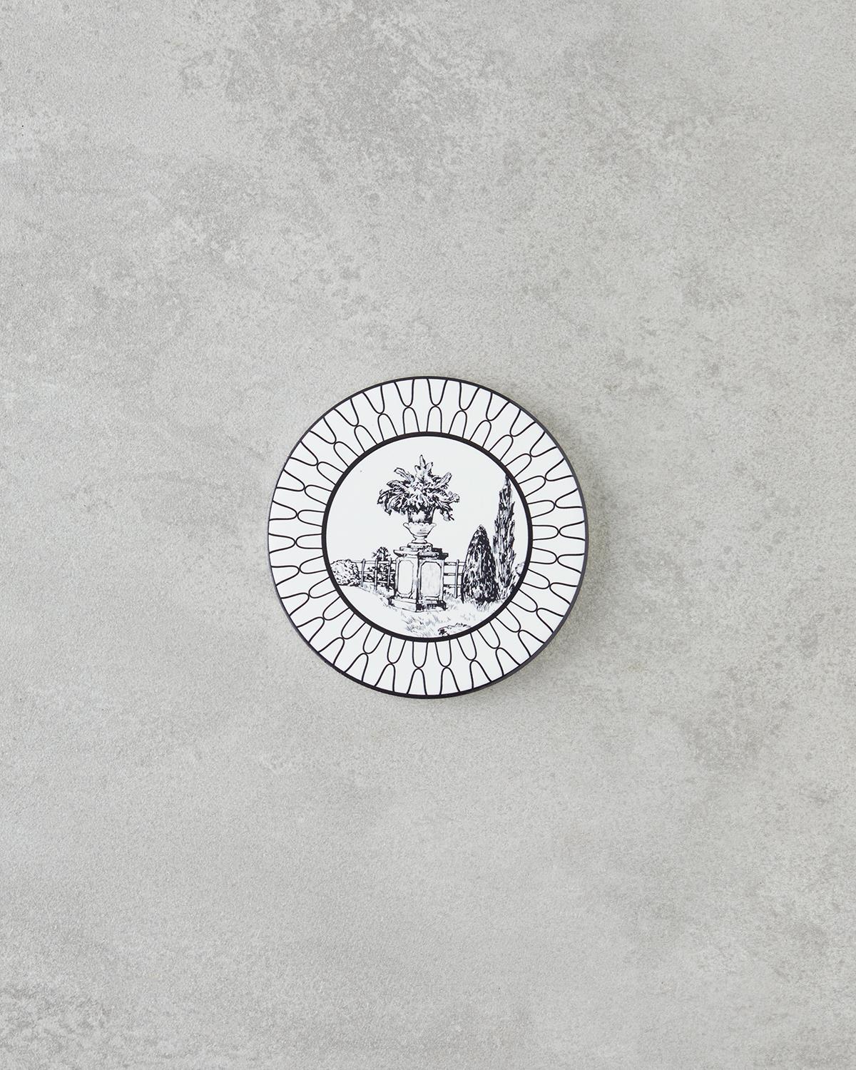 Arborelle Seramik Bardak Altlığı 10.8x0.8 cm Siyah - Beyaz