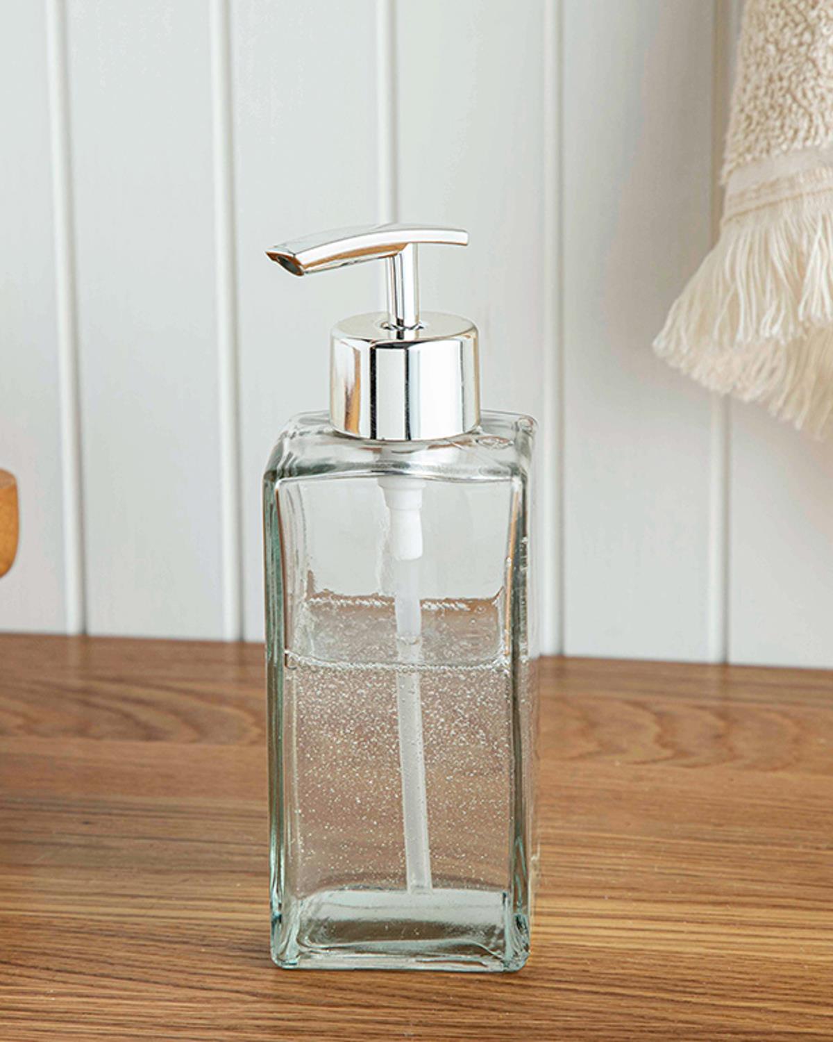 Archie Cam Banyo Sıvı Sabunluk 5,7x5,7x17 cm Şeffaf