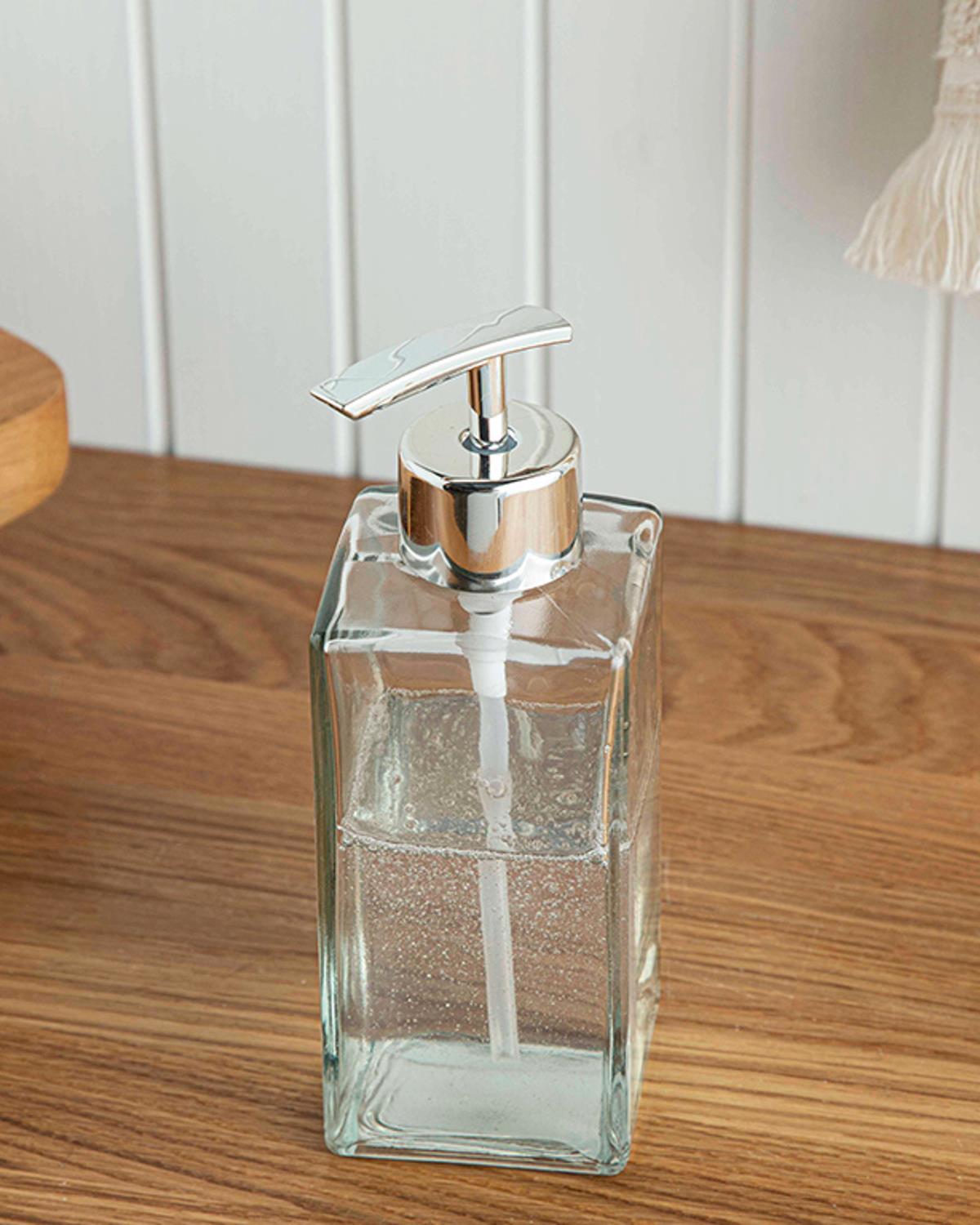 Archie Cam Banyo Sıvı Sabunluk 5,7x5,7x17 cm Şeffaf