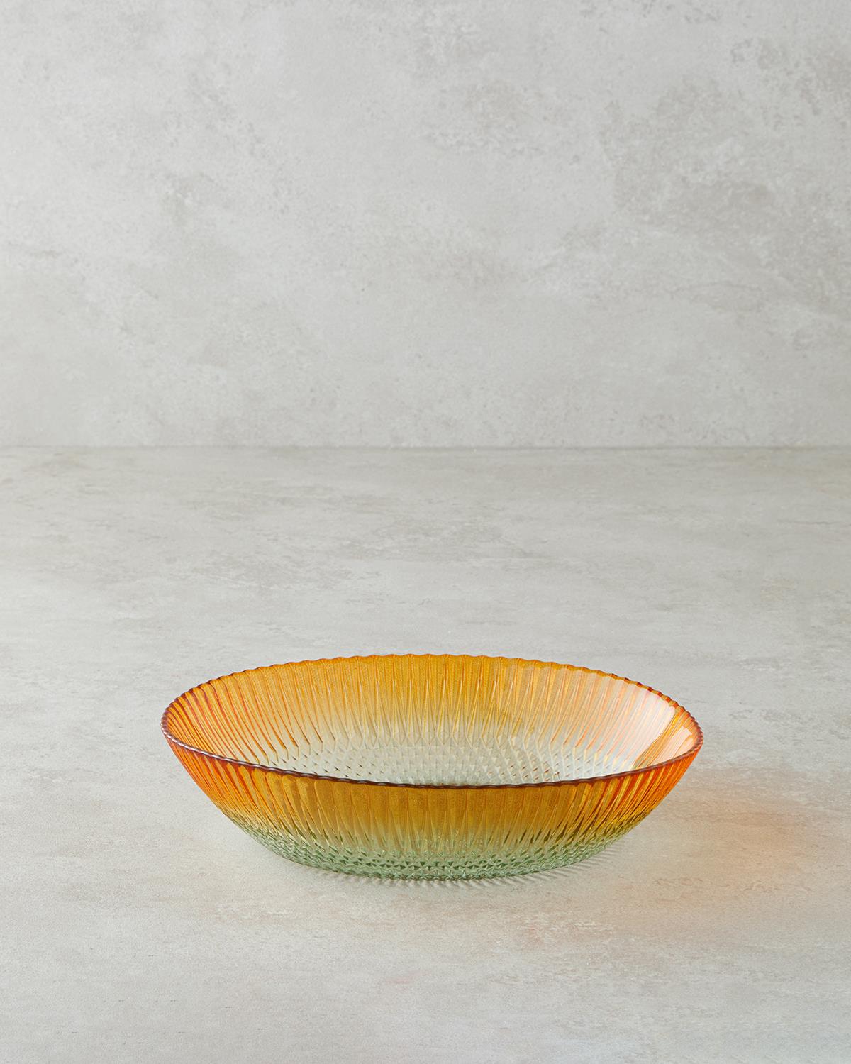 Arina Cam Ayaklı Salata Kasesi 24 cm Yeşil-Turuncu