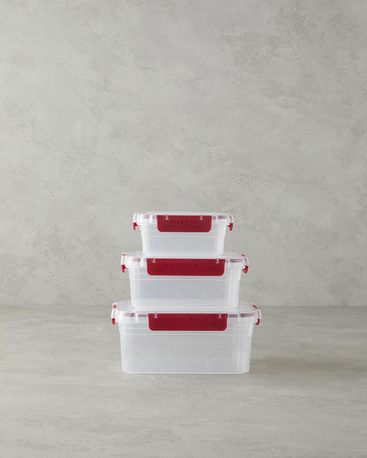 Arnie Plastik 3'lü Saklama Kabı 15.5x21x 9 cm Bordo