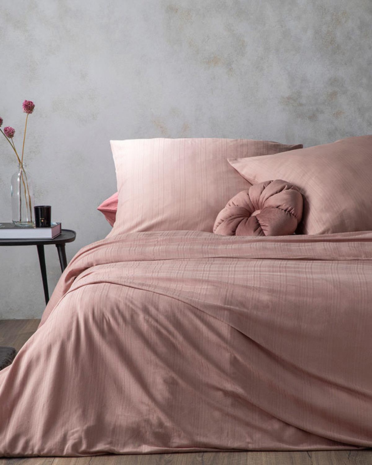 Aurora Silky Touch Tek Kişilik Nevresim Takımı 160x220 cm + 80x80 cm Gül Kurusu