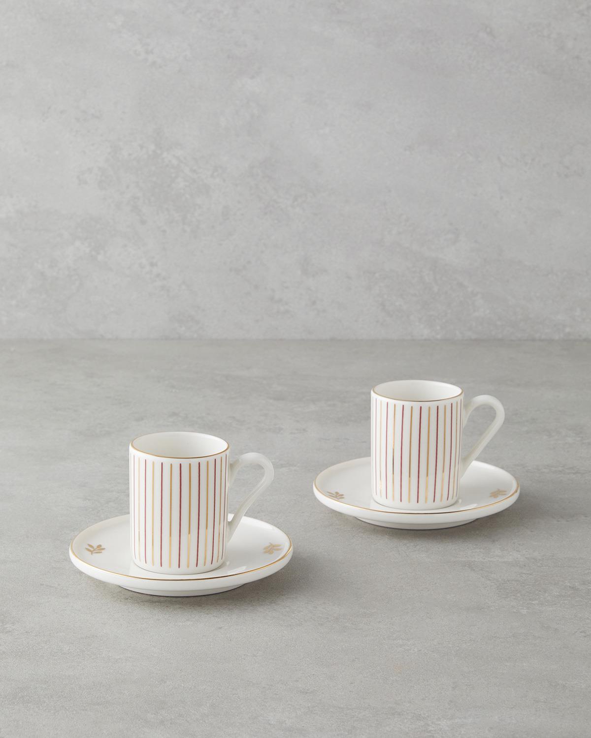Avelia Bone Porselen 4 Parça 2 Kişilik Kahve Fincan Takımı 90 ml Pembe - Gold