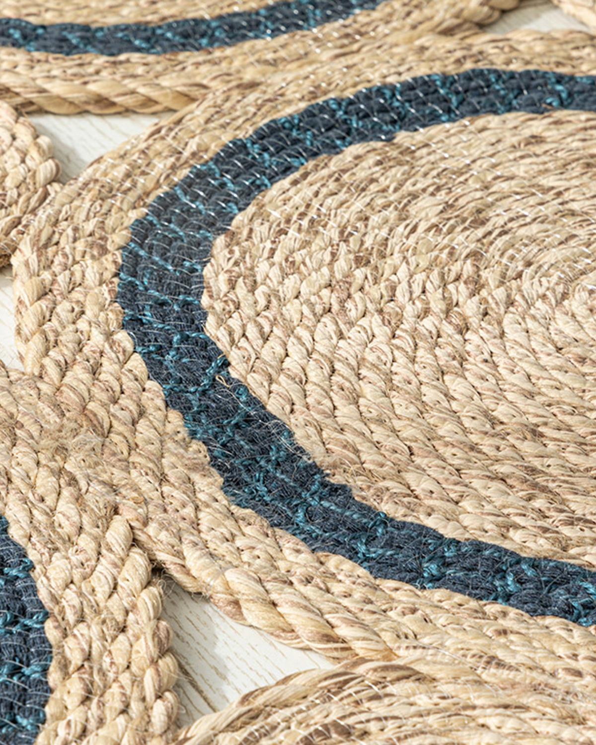 Avery Dekoratif Jüt Kilim Naturel-Mavi