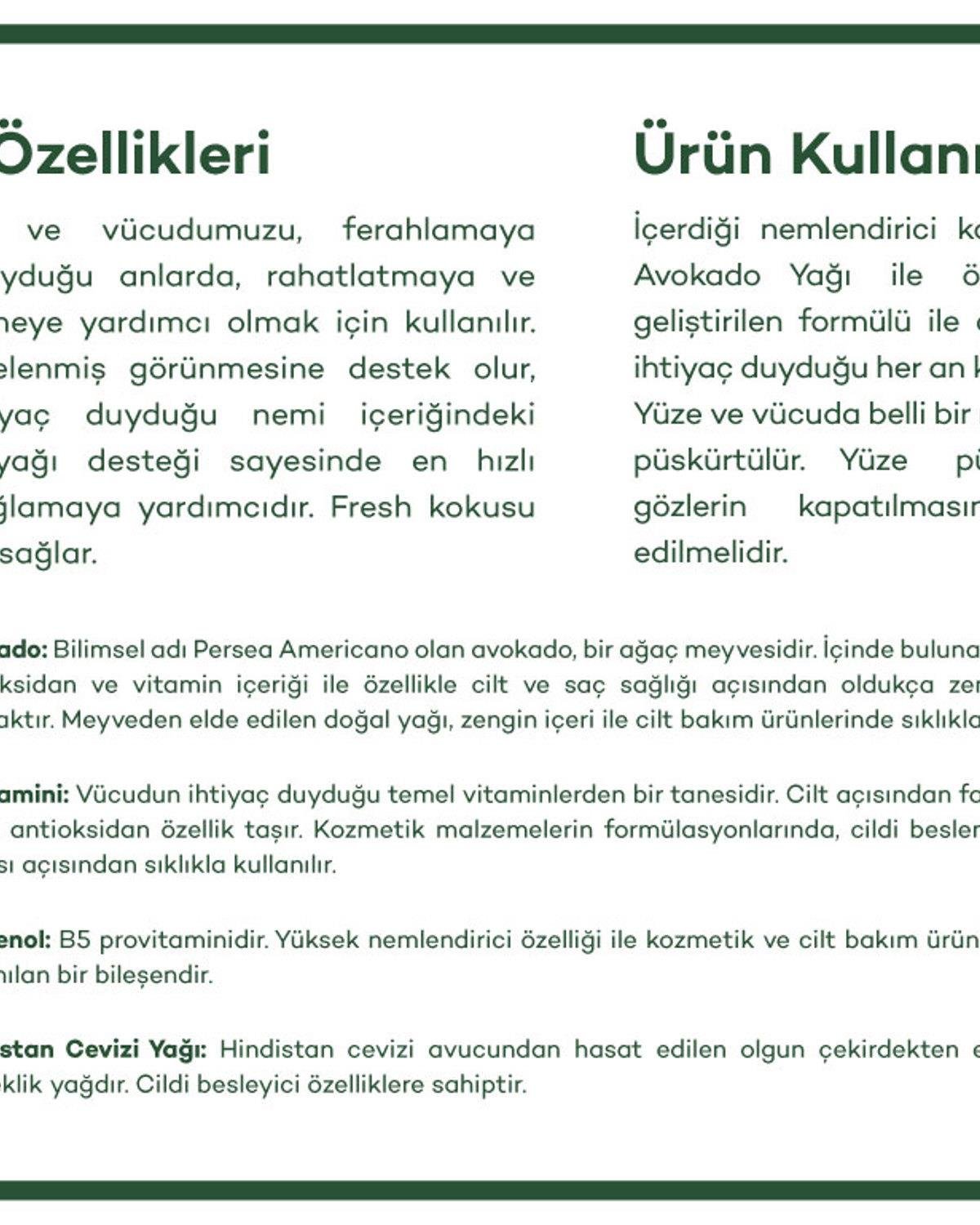Avokado Yağı Yüz & Vücut Spreyi