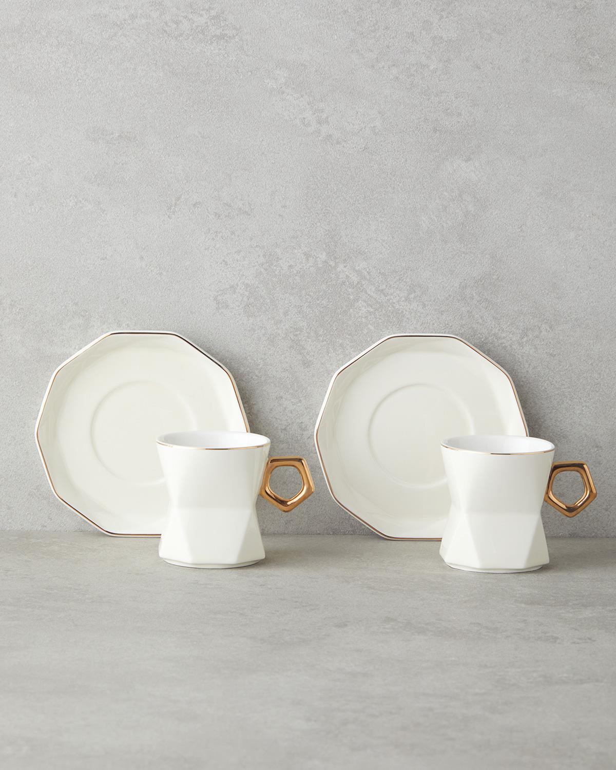 Axel New Bone China Kahve Fincan Takımı 12 Parça 6 Kişilik Beyaz