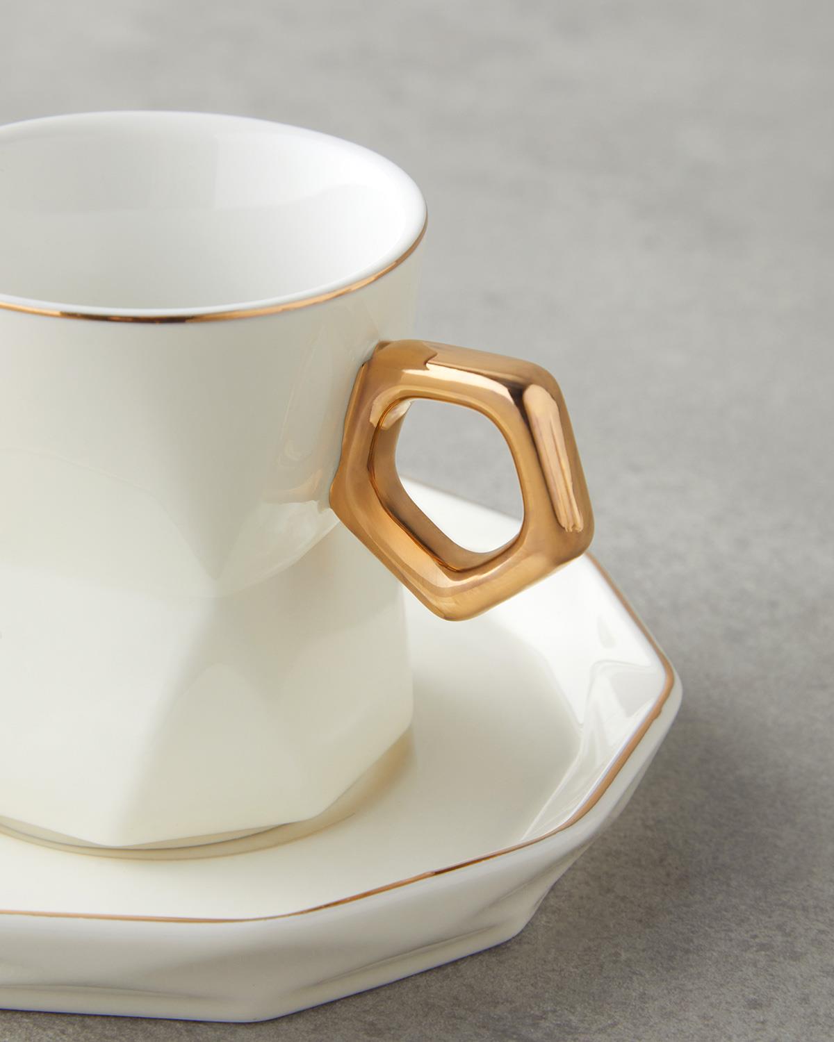 Axel New Bone China Kahve Fincan Takımı 12 Parça 6 Kişilik Beyaz