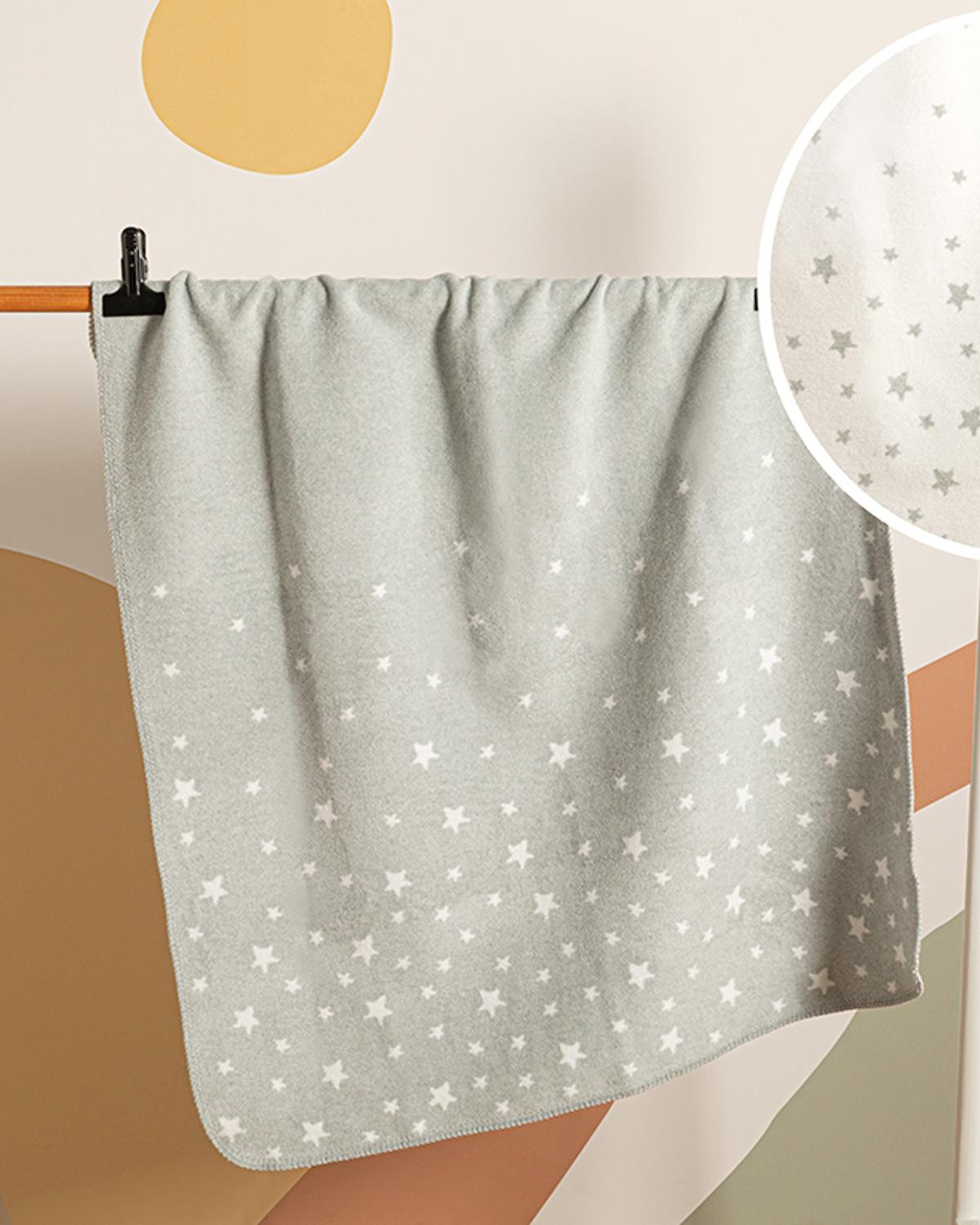 Baby Stars Pamuklu Tek Kişilik Bebe Battaniye 100x120 cm Gri