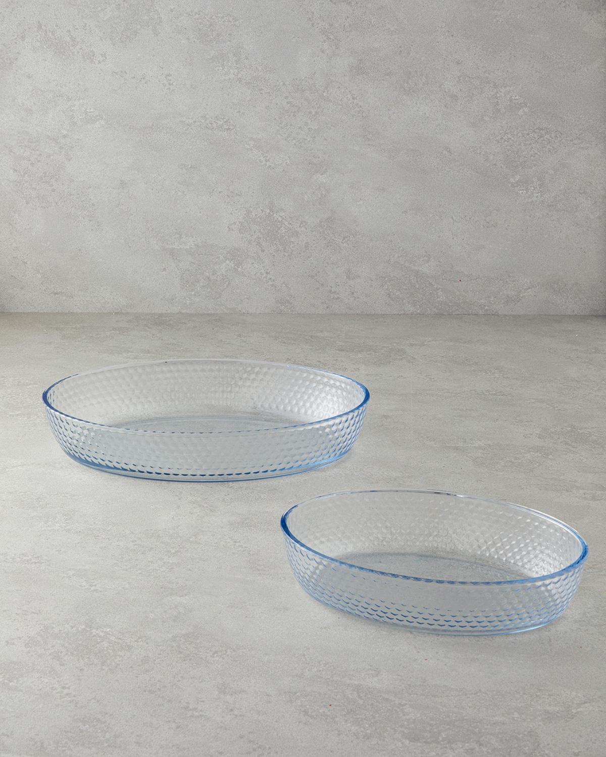 Bake&Serve Cam 2’li Oval Fırın Kabı 24x35-18x26 cm Şeffaf