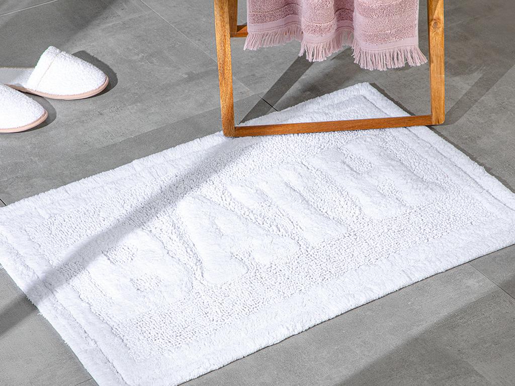 Bath Pamuklu Banyo Paspası 60x90 cm Beyaz