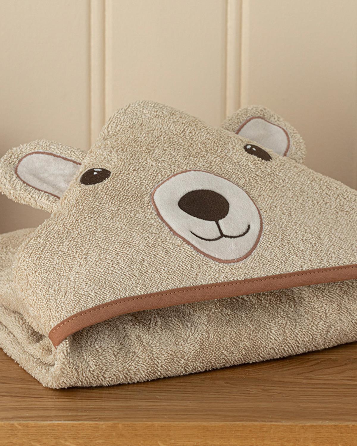 Bear Pamuk Bebe Havlu Kahve