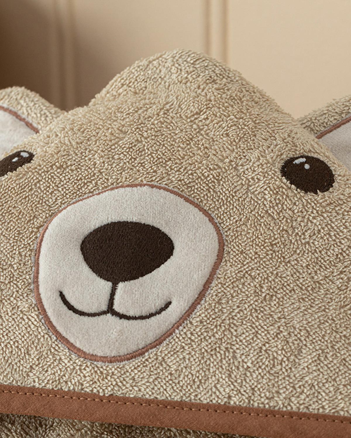 Bear Pamuk Bebe Havlu Kahve