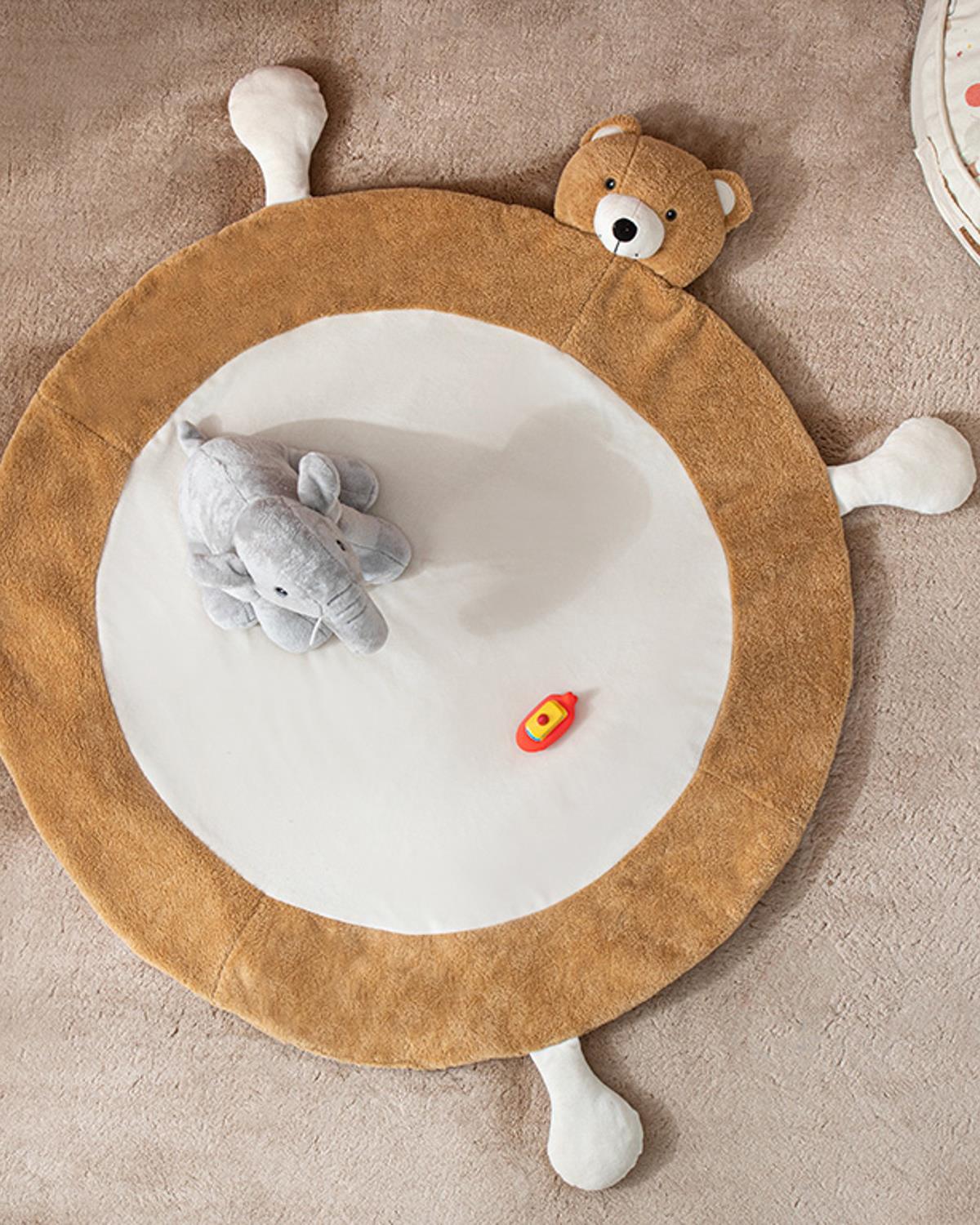 Bear Polyester Yer Minderi 100x100 cm Açık Kahverengi